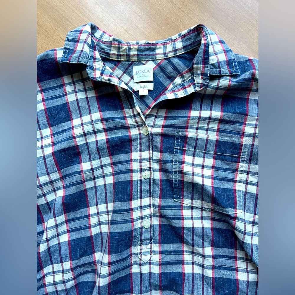 Plaid J.Crew long sleeve shirt for women.
